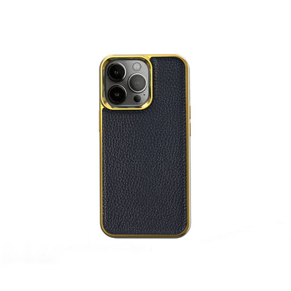 iPhone 13 Pro Kılıf Wiwu Genuine Leather Gold Calfskin Orjinal Deri Kılıf