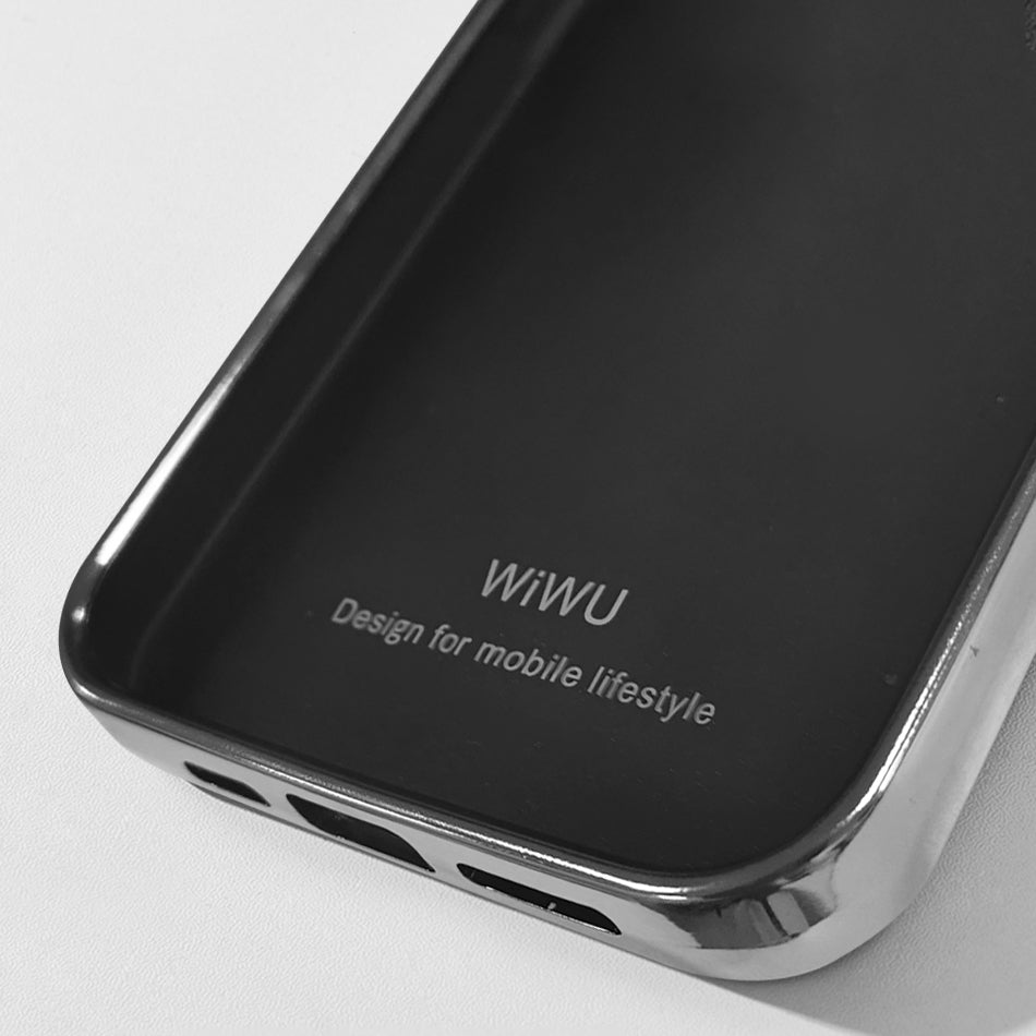 iPhone 13 Pro Kılıf Wiwu Genuine Leather Silver Calfskin Orjinal Deri Kılıf