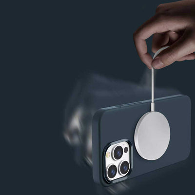 Apple iPhone 13 Pro Kılıf Wiwu Magsafe Magnetic Silikon Kapak Mavi