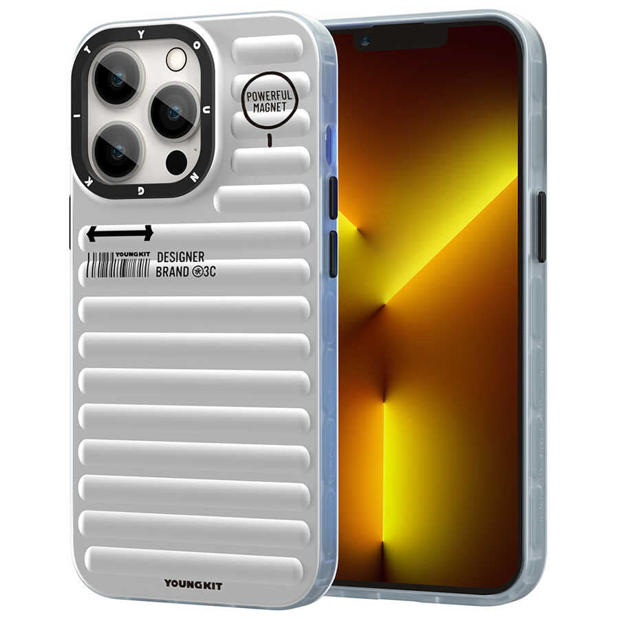 Apple iPhone 13 Pro Kılıf YoungKit Plain Coloured Serisi Kapak Gümüş