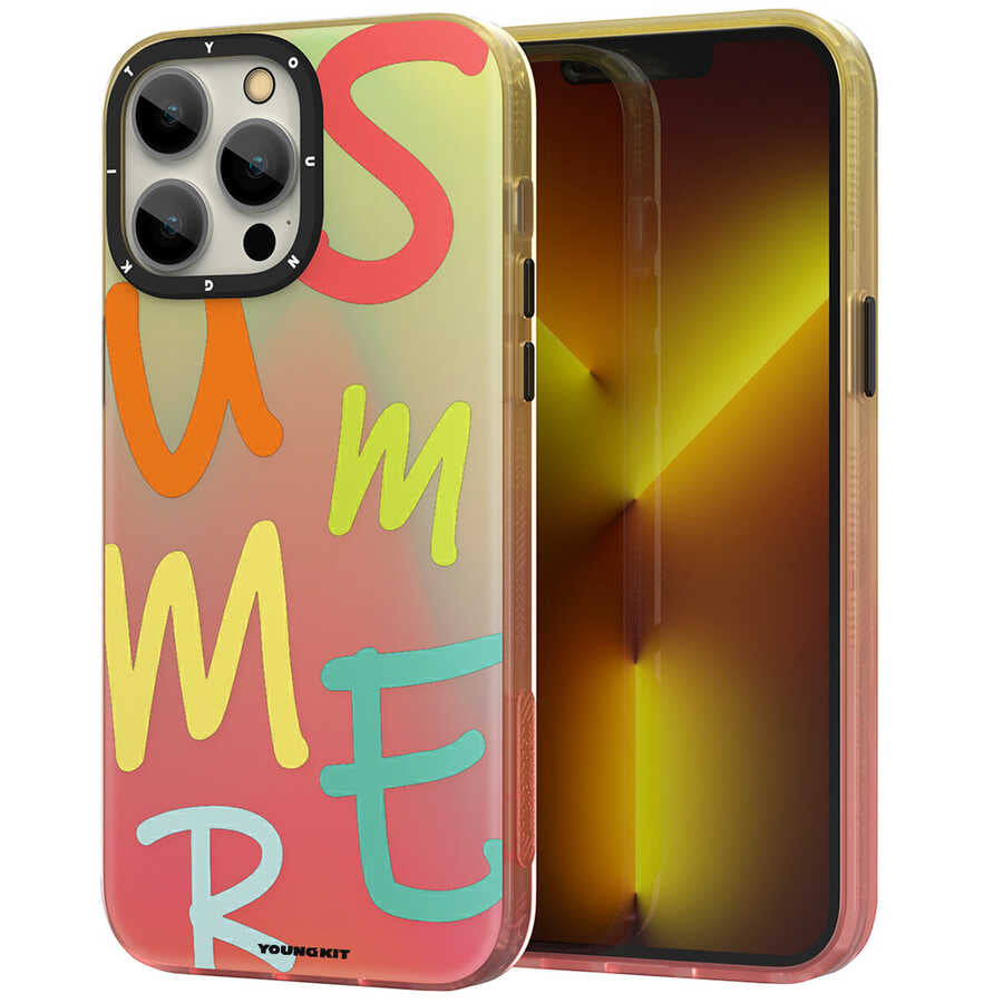 Apple iPhone 13 Pro Kılıf YoungKit Summer Serisi Kapak Turuncu