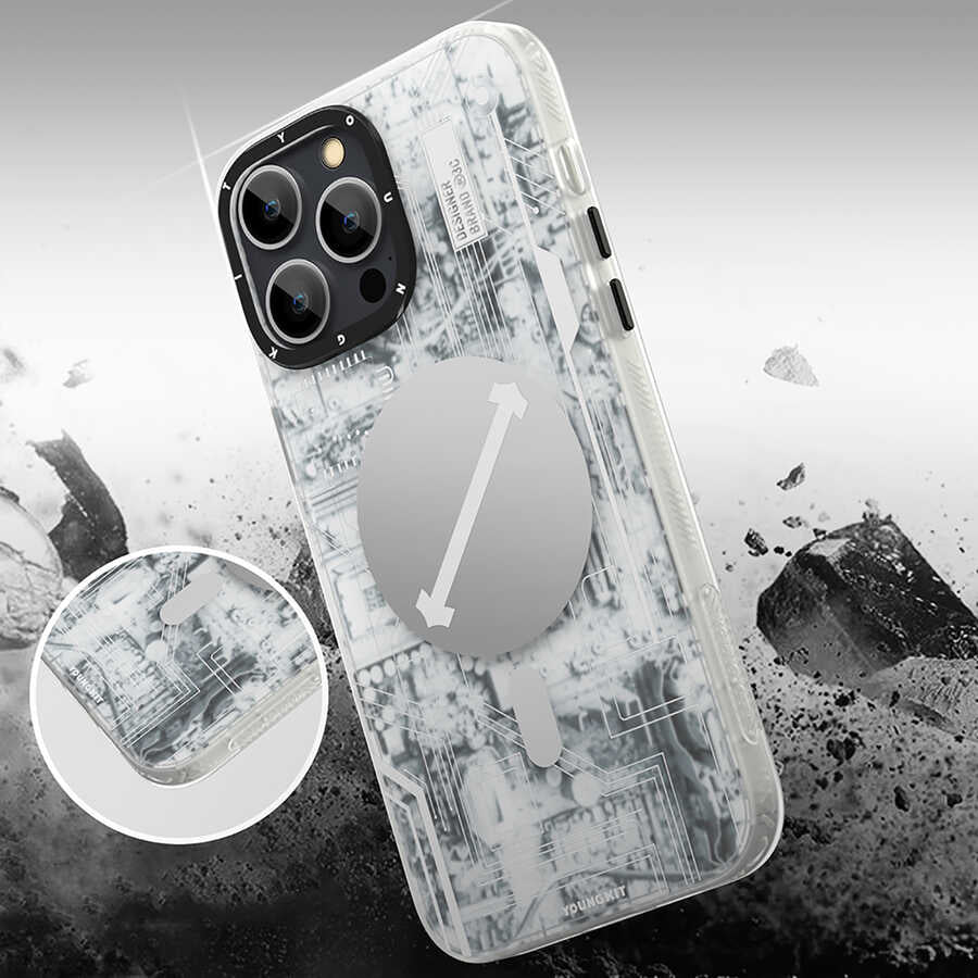 Apple iPhone 13 Pro Kılıf YoungKit Technology Serisi Kapak Beyaz