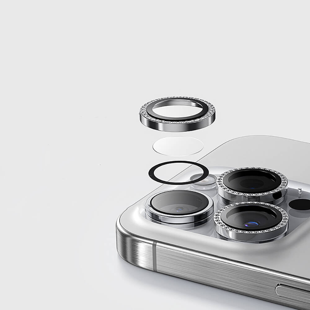 Apple iPhone 13 Pro Max Casebang Gem Kamera Lens Koruyucu Gümüş