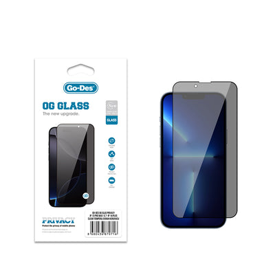 Apple iPhone 13 Pro Max Go Des OG Glass Privacy Antistatik Temperli Cam Ekran Koruyucu Siyah