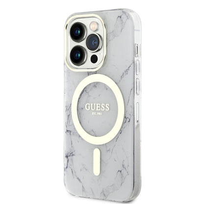 iPhone 13 Pro Max Kılıf GUESS M-safe Şarj Özellikli Mermer Desenli Kılıf