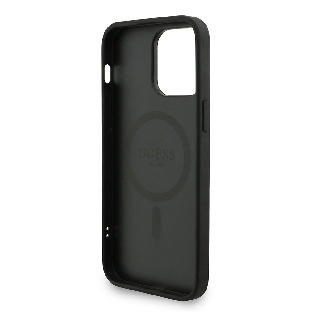 iPhone 13 Pro Max Kılıf Guess Orjinal Lisanslı M-safe Şarj Özellikli PU Deri Bilek Askı İpli Yazı Logolu Kılıf