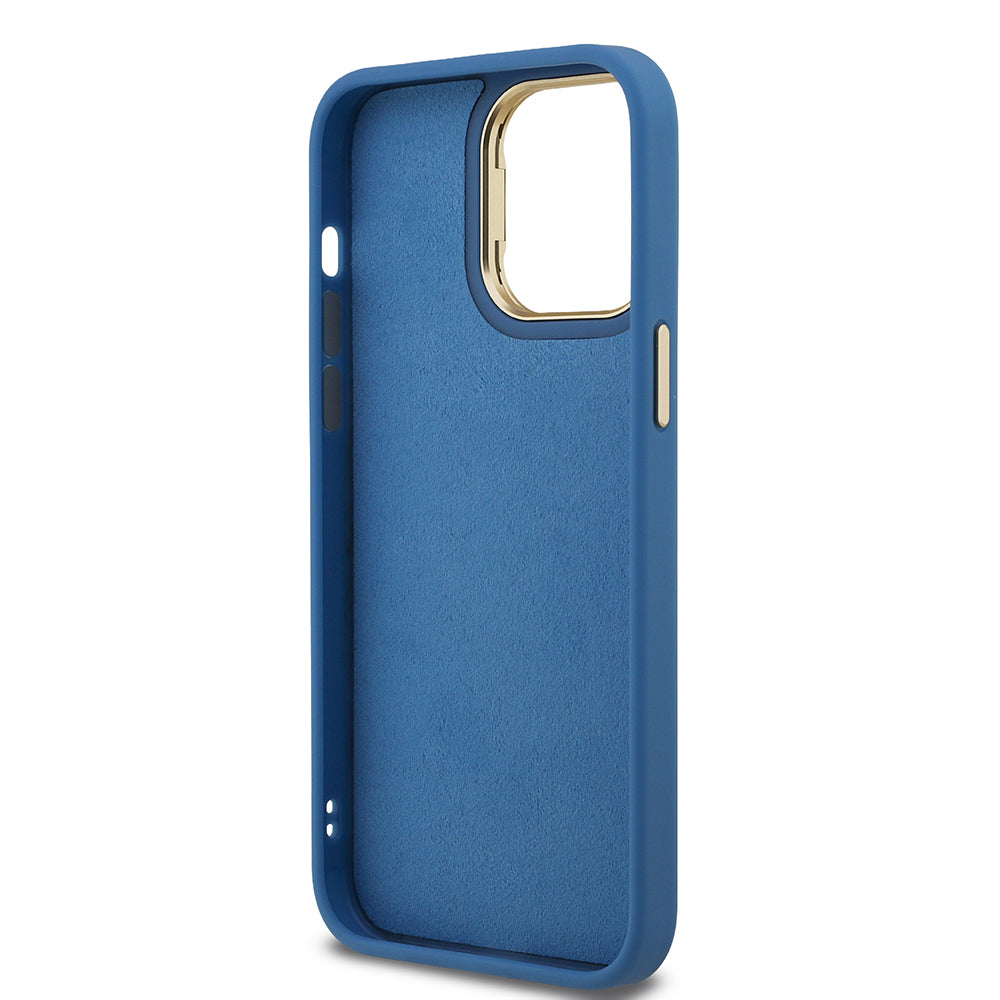 iPhone 13 Pro Max Kılıf Guess Orjinal Lisanslı PU Deri 4G Desenli Metal Büyük 4G ve Yazı Logolu Kamera Standlı Kılıf