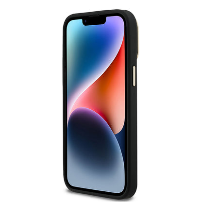 iPhone 13 Pro Max Kılıf Guess Orjinal Lisanslı PU Deri 4G Desenli Metal Büyük 4G ve Yazı Logolu Kamera Standlı Kılıf