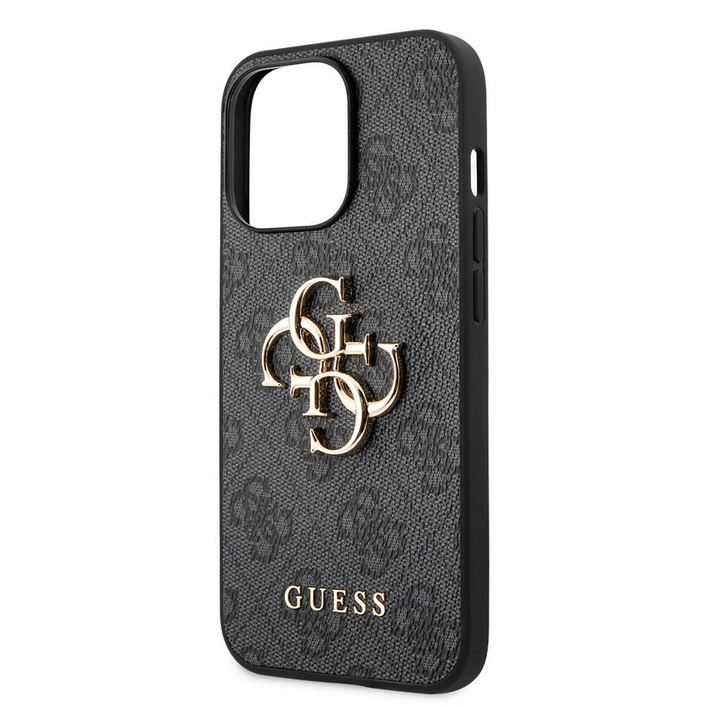 iPhone 13 Pro Max Kılıf Guess Orjinal Lisanslı PU Deri 4G Desenli Metal Büyük 4G ve Yazı Logolu Kılıf