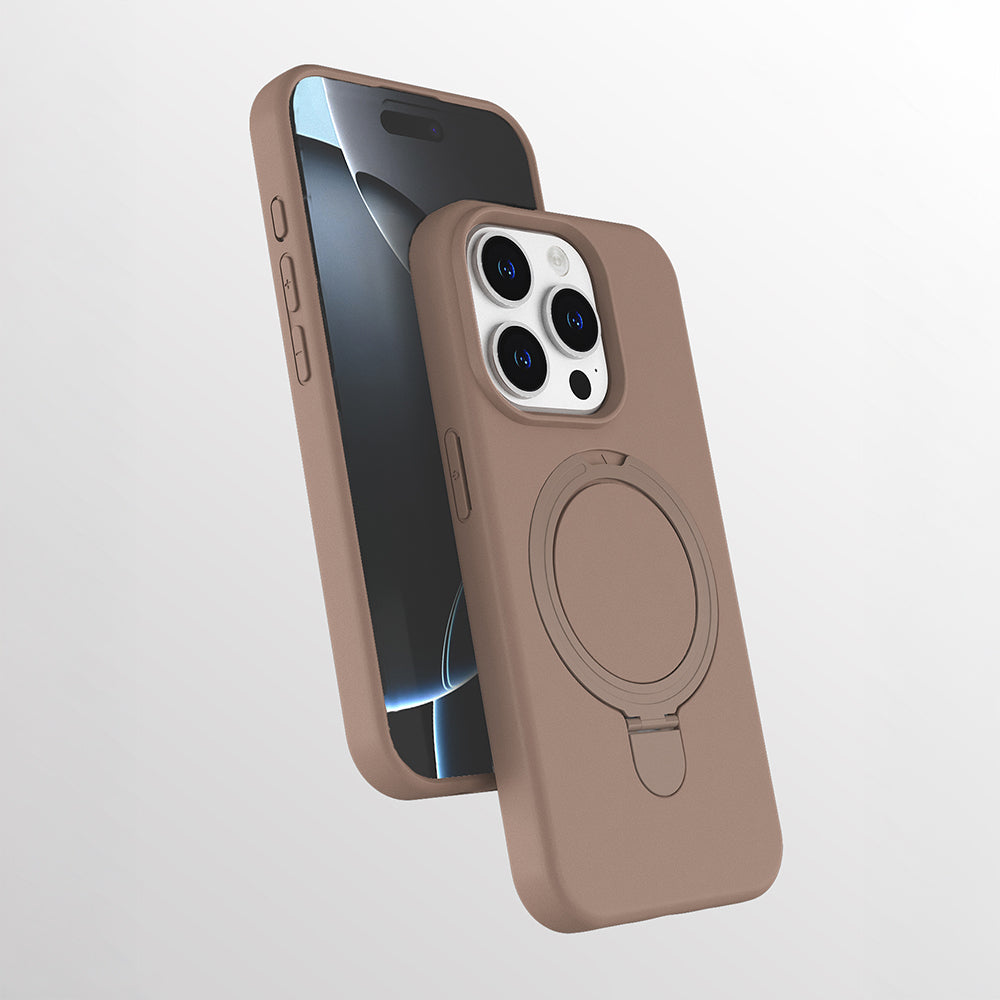 Apple iPhone 13 Pro Max Kılıf M-safe Şarj Özellikli Standlı Zore Samara Kapak Desert Gold