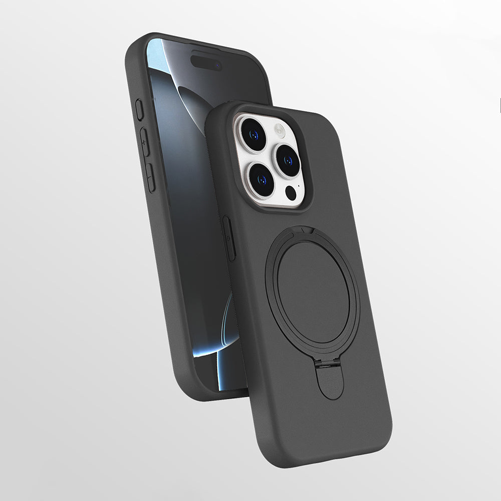 Apple iPhone 13 Pro Max Kılıf M-safe Şarj Özellikli Standlı Zore Samara Kapak Titanyum-Gri