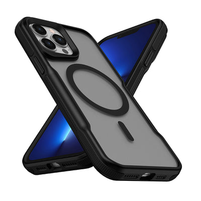 Apple iPhone 13 Pro Max Kılıf Magsafe Şarj Özellikli Renkli Kenar Airbag Şeritli Zore Lamer Kapak Siyah