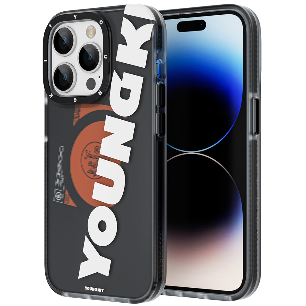 Apple iPhone 13 Pro Max Kılıf Magsafe Şarj Özellikli Youngkit Binfen Serisi Yazı Temalı Kapak Siyah
