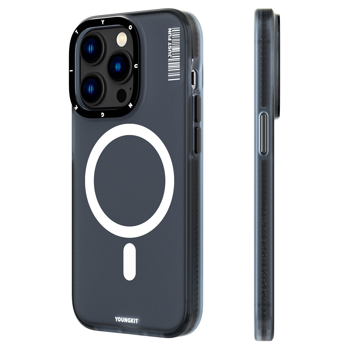 Apple iPhone 13 Pro Max Kılıf Magsafe Şarj Özellikli Youngkit Colored Sand Serisi Kapak Siyah