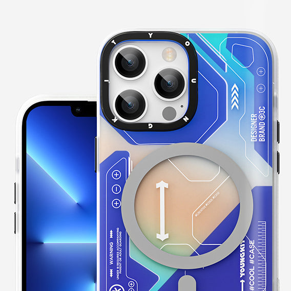 Apple iPhone 13 Pro Max Kılıf Magsafe Şarj Özellikli YoungKit Metaverse Serisi Kapak Yeşil