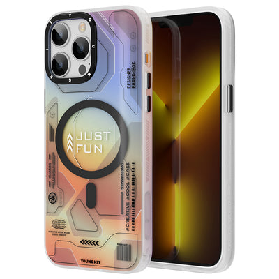 Apple iPhone 13 Pro Max Kılıf Magsafe Şarj Özellikli YoungKit Metaverse Serisi Kapak Turuncu