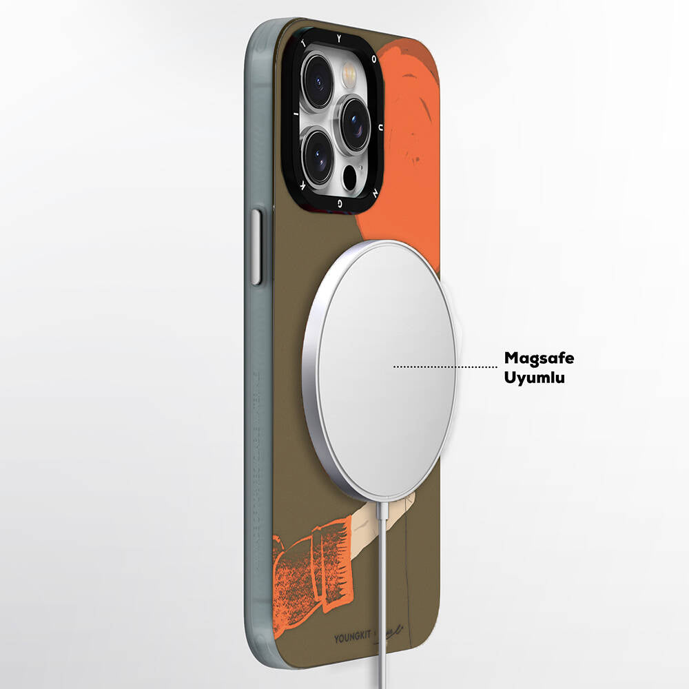 iPhone 13 Pro Max Kılıf M-safe Şarj Özellikli Youngkit Orange Serisi Flying Balloon Kılıf
