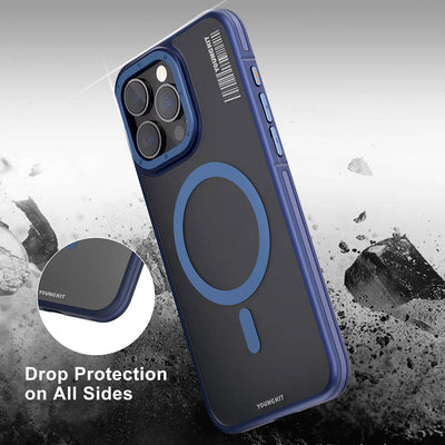 Apple iPhone 13 Pro Max Kılıf Magsafe Şarj Özellikli Youngkit Rock Sand Serisi Kapak Gri