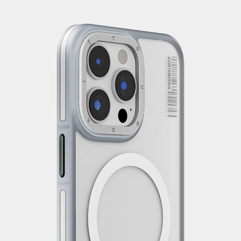 Apple iPhone 13 Pro Max Kılıf Magsafe Şarj Özellikli Youngkit Rock Sand Serisi Kapak Gri