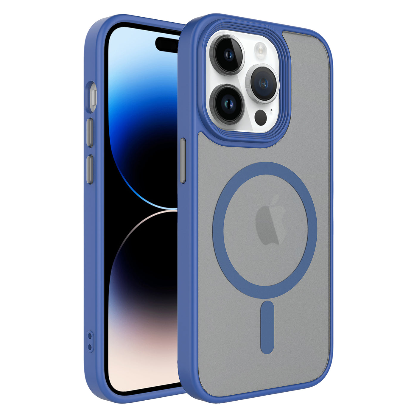 Apple iPhone 13 Pro Max Kılıf Mat Arka Yüzey Wireless Şarj Özellikli Zore Flet Magsafe Kapak Mavi