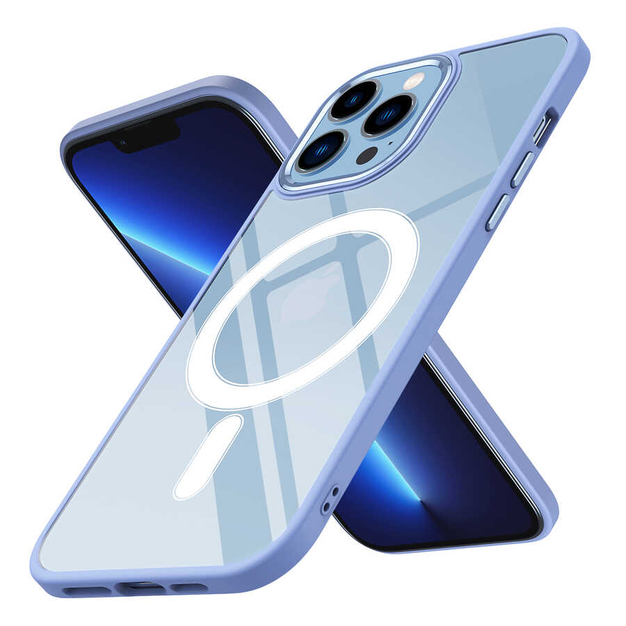 iPhone 13 Pro Max Kılıf Wireless Şarj Özellikli Zore Krom M-safe Silikon Kılıf