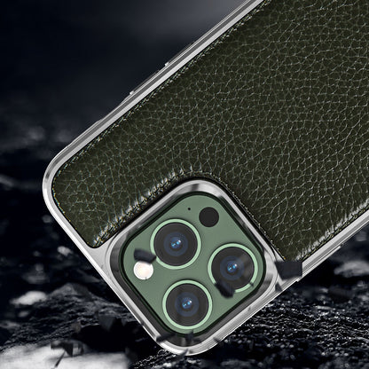 iPhone 13 Pro Max Kılıf Wiwu Genuine Leather Silver Calfskin Orjinal Deri Kılıf