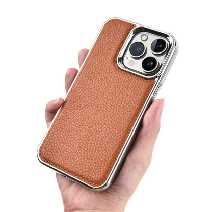 iPhone 13 Pro Max Kılıf Wiwu Genuine Leather Silver Calfskin Orjinal Deri Kılıf