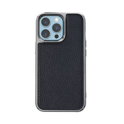 iPhone 13 Pro Max Kılıf Wiwu Genuine Leather Silver Calfskin Orjinal Deri Kılıf