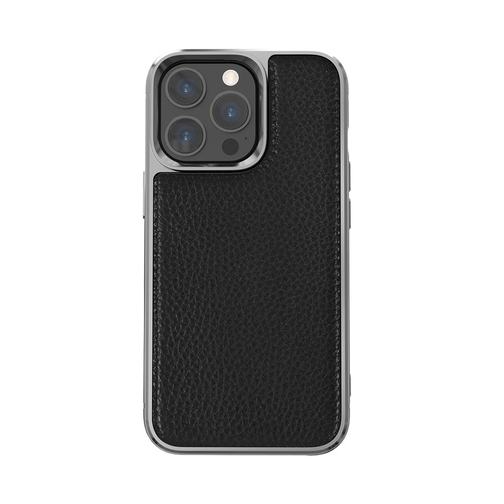 iPhone 13 Pro Max Kılıf Wiwu Genuine Leather Silver Calfskin Orjinal Deri Kılıf