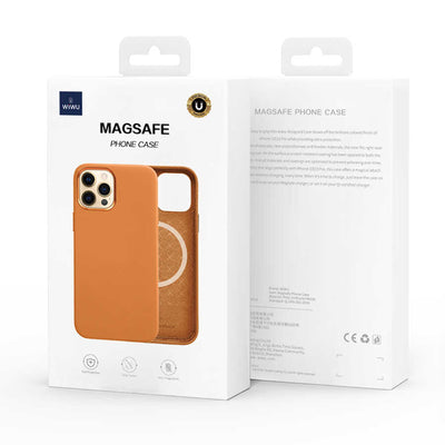 Apple iPhone 13 Pro Max Kılıf Wiwu Magsafe Magnetic Kapak Kahverengi