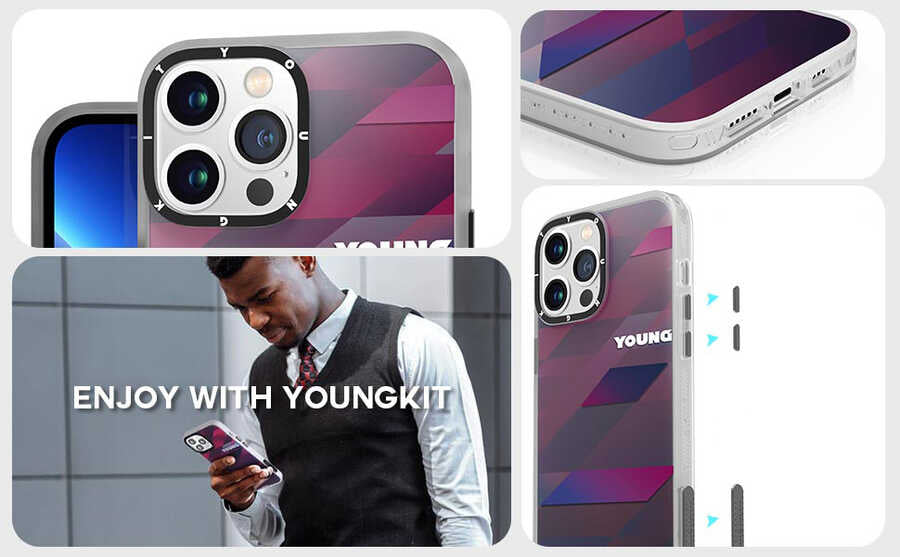Apple iPhone 13 Pro Max Kılıf YoungKit Klasik Serisi Kapak CL003 Purple