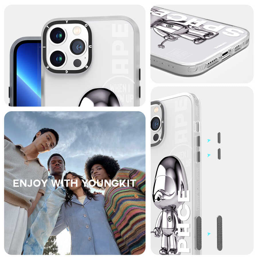Apple iPhone 13 Pro Max Kılıf YoungKit Klasik Serisi Kapak IP001 Space Ape