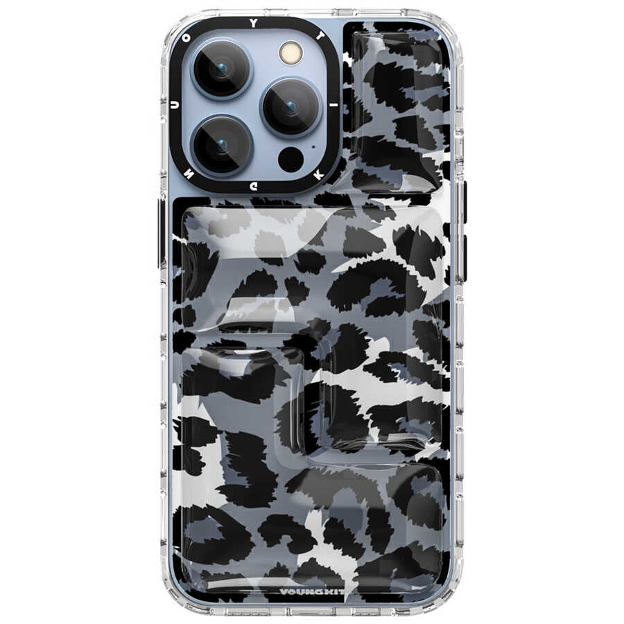 Apple iPhone 13 Pro Max Kılıf YoungKit Leopard Article Serisi Kapak Mavi
