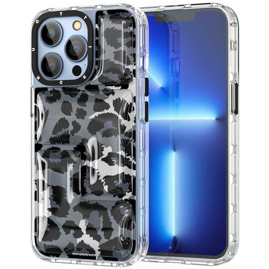 Apple iPhone 13 Pro Max Kılıf YoungKit Leopard Article Serisi Kapak Siyah