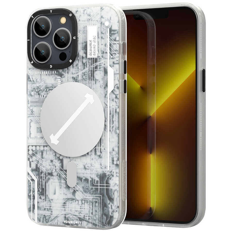 Apple iPhone 13 Pro Max Kılıf YoungKit Technology Serisi Kapak Beyaz