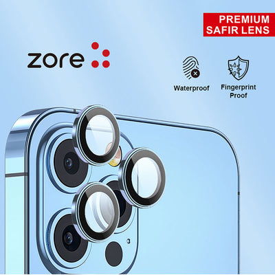 Apple iPhone 13 Pro Max Zore CL-12 Premium Safir Parmak İzi Bırakmayan Anti-Reflective Kamera Lens Koruyucu Siyah