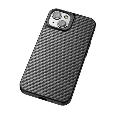 Apple iPhone 14 Kılıf Aramid Karbon Fiber Magsafe Özellikli Wlons Radison Kapak Siyah