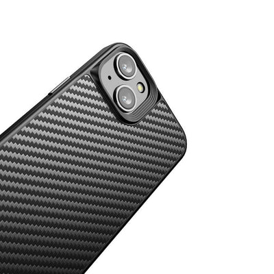 Apple iPhone 14 Kılıf Aramid Karbon Fiber Magsafe Özellikli Wlons Radison Kapak Siyah