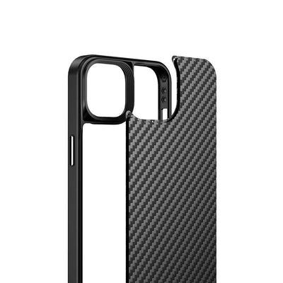 Apple iPhone 14 Kılıf Aramid Karbon Fiber Magsafe Özellikli Wlons Radison Kapak Siyah