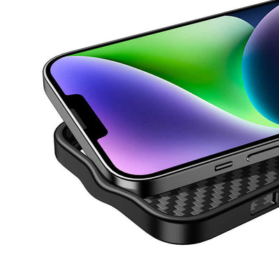 Apple iPhone 14 Kılıf Aramid Karbon Fiber Magsafe Özellikli Wlons Radison Kapak Siyah