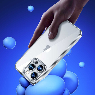 Apple iPhone 14 Kılıf Benks Electroplating TPU Kapak Ekran Koruyucu Hediyeli Gümüş