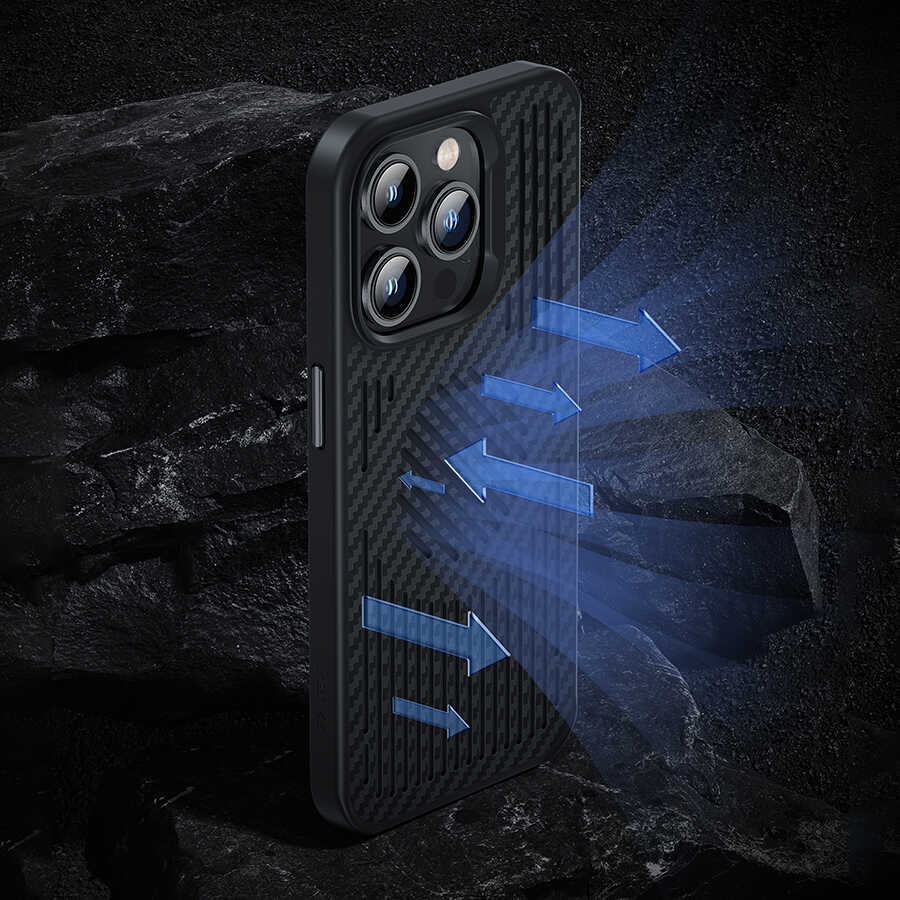Apple iPhone 14 Kılıf Benks Magnetic Cooling Kevlar Soğutucu Özellikli Telefon Kılıfı Siyah