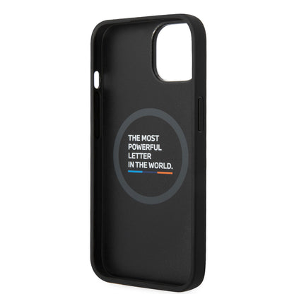 iPhone 14 Kılıf BMW M-safe Şarj Özellikli PU Deri 3 Renkli Logolu Dizayn Kılıf