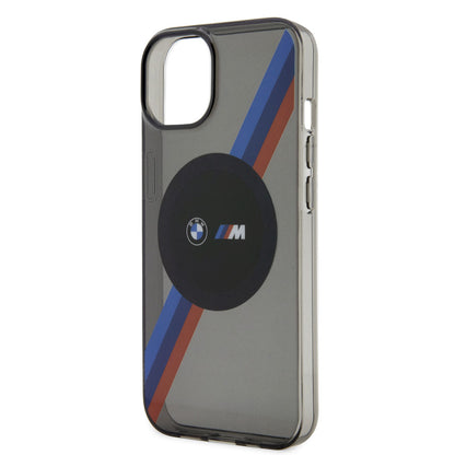 iPhone 14 Kılıf BMW M-safe Şarj Özellikli Transparan 3 Renkli Şerit Dizayn Kılıf