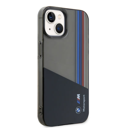 iPhone 14 Kılıf BMW Orjinal Lisanslı Yarı Transparan M Dizayn Çizgili Kılıf