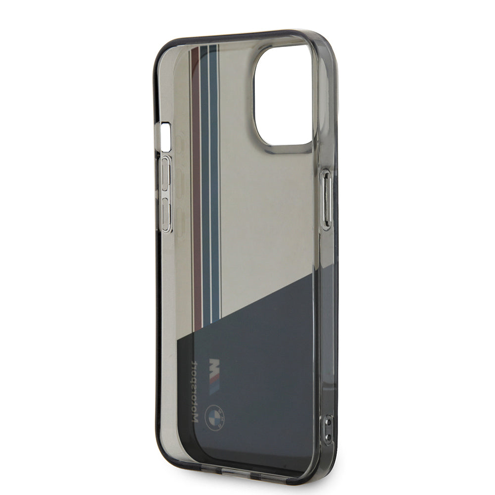 iPhone 14 Kılıf BMW Orjinal Lisanslı Yarı Transparan M Dizayn Çizgili Kılıf