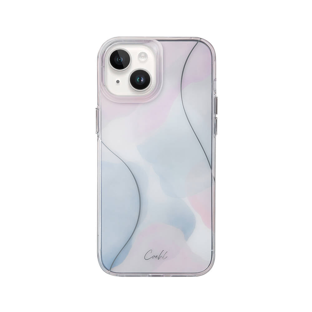 Apple iPhone 14 Kılıf Dalgalı Çizgi Desenli Coehl Palette Kapak Mavi