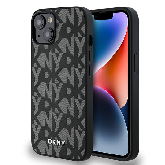 iPhone 14 Kılıf DKNY Orjinal Lisanslı M-safe Şarj Özellikli 3D Yazılı Grid Pattern Kılıf
