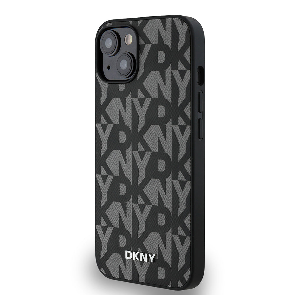 iPhone 14 Kılıf DKNY Orjinal Lisanslı M-safe Şarj Özellikli 3D Yazılı Grid Pattern Kılıf