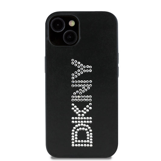 iPhone 14 Kılıf DKNY Orjinal Lisanslı Taşlı DKNY Yazılı Metalik Rhinestones PU Deri Kılıf